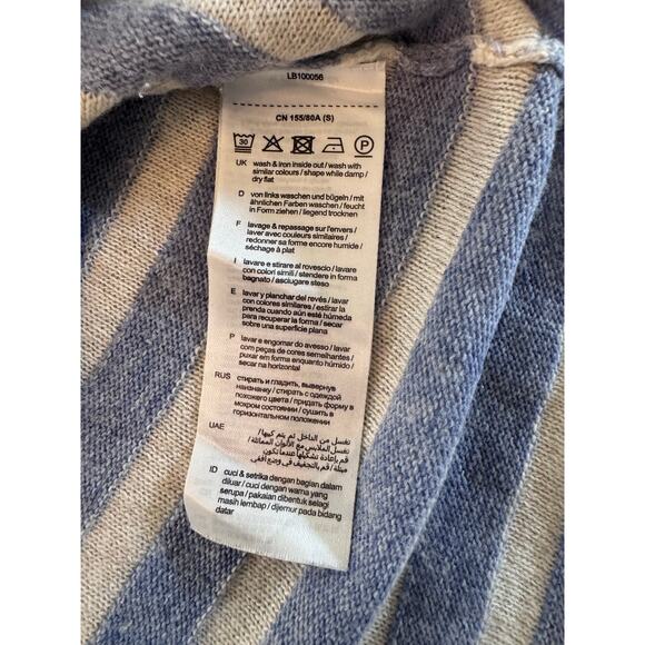 Vintage Esprit Blue Soft Cream Stripe Wool Cashmere Blend Sweater Size Small - Picture 8 of 9